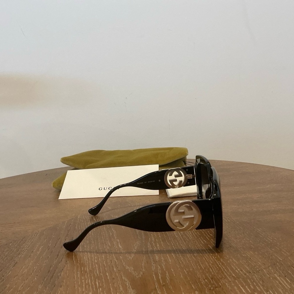 GUCCI Woman's Sunglasses Black Square Acetate Oversized ITALY - Picture 10 of 15